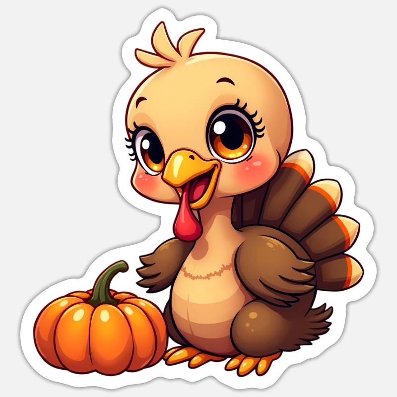 Bébé dinde de Thanksgiving Sticker taille S (10 x 10 cm)