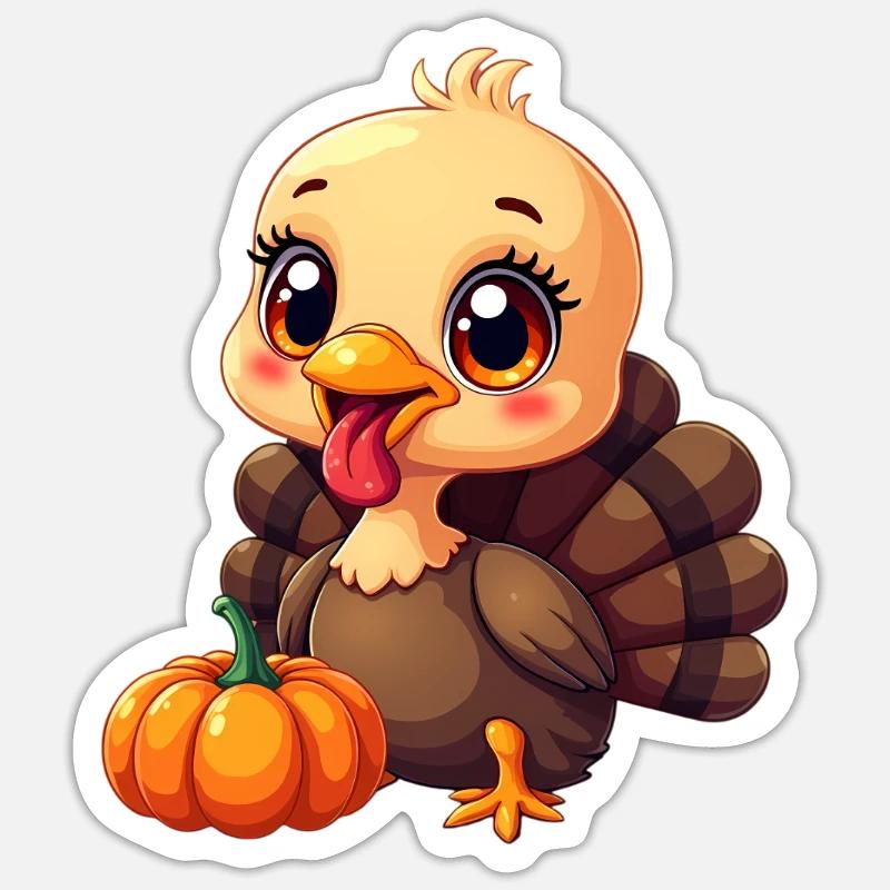 Bébé dinde de Thanksgiving Sticker taille S (10 x 10 cm)