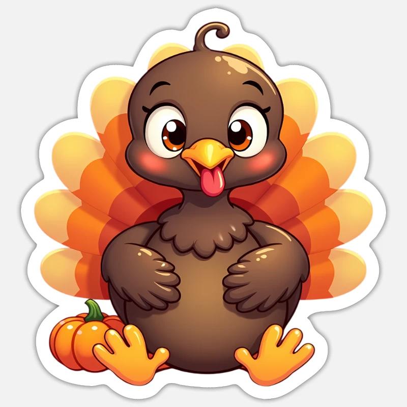 Bébé dinde de Thanksgiving Sticker taille S (10 x 10 cm)