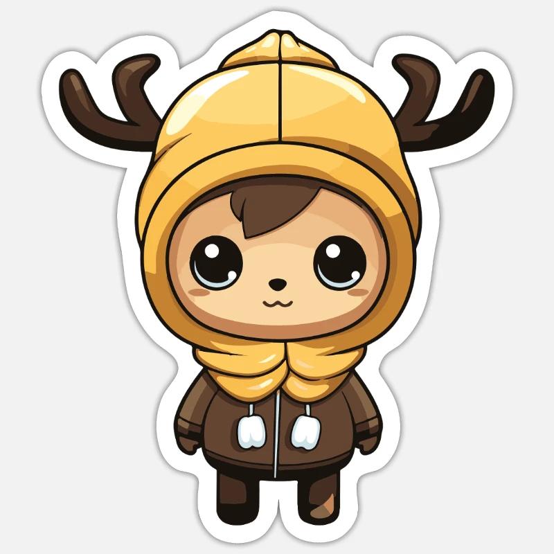 Deer Cute Comic Winter - Sticker size S (10 x 10 cm) - white matte