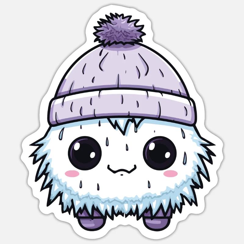 Eskimo Erkältung Comic Winter - Sticker Größe S (10 x 10 cm) - Mattweiß