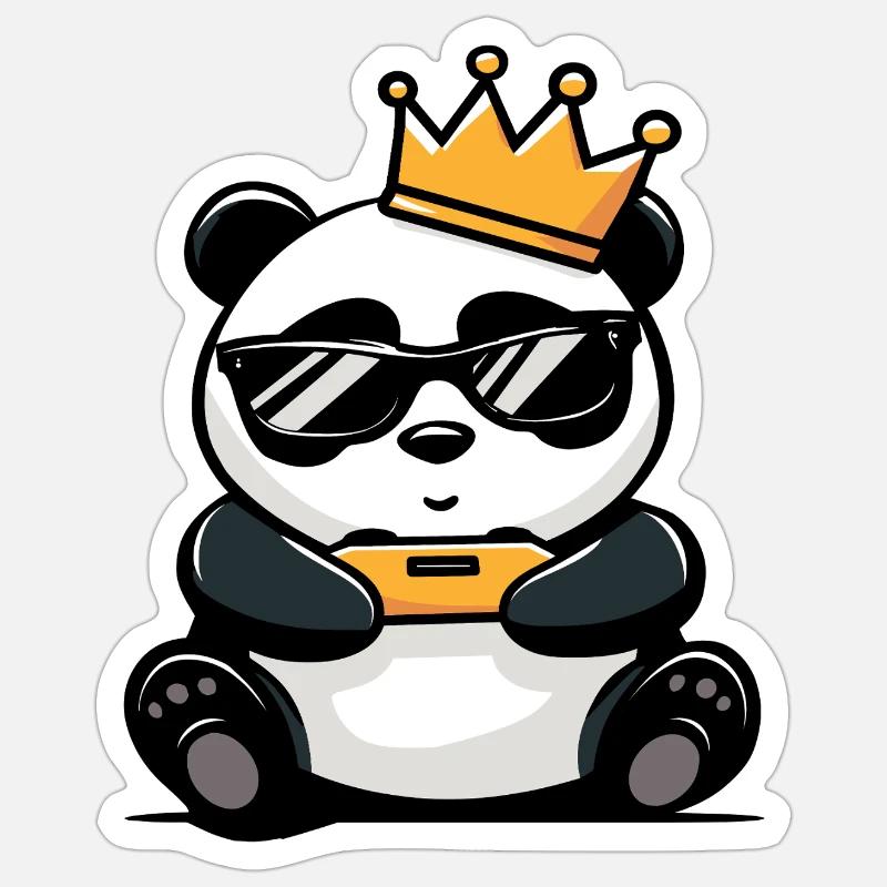 Panda Controller et Couronne - Sticker taille S (10 x 10 cm) - blanc mat