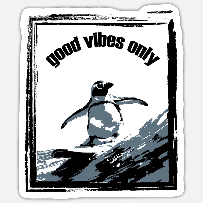 Impression d’art sur la planche de surf pingouin Sticker taille S (10 x 10 cm)