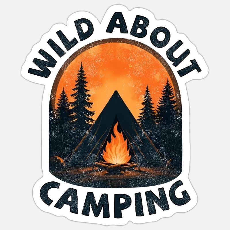 Passionné de camping - Sticker taille S (10 x 10 cm) - blanc mat