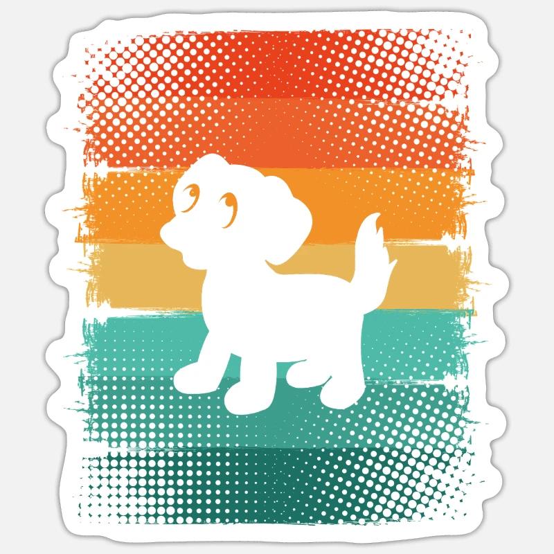 Chien Chiot - Sticker taille S (10 x 10 cm) - blanc mat