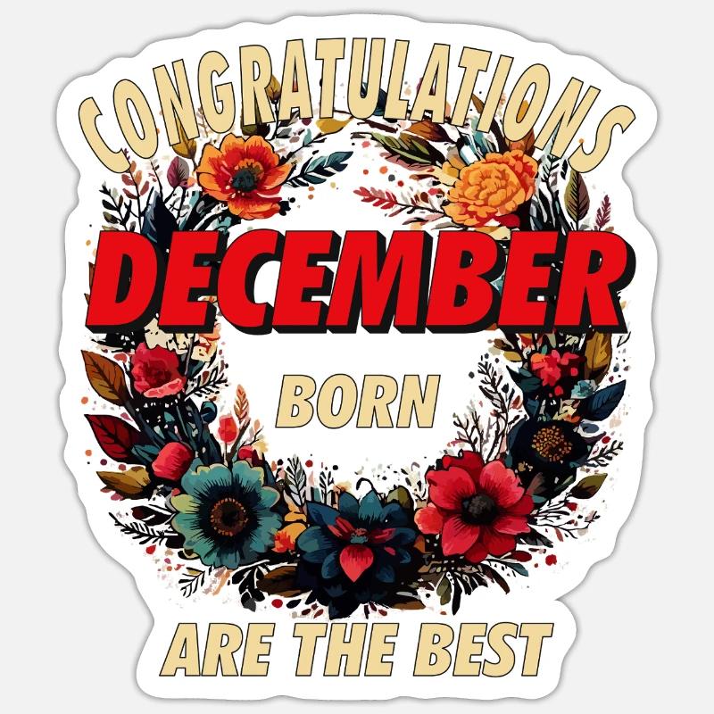 CONGRATULATIONS DECEMBER - Sticker Größe S (10 x 10 cm) - Mattweiß