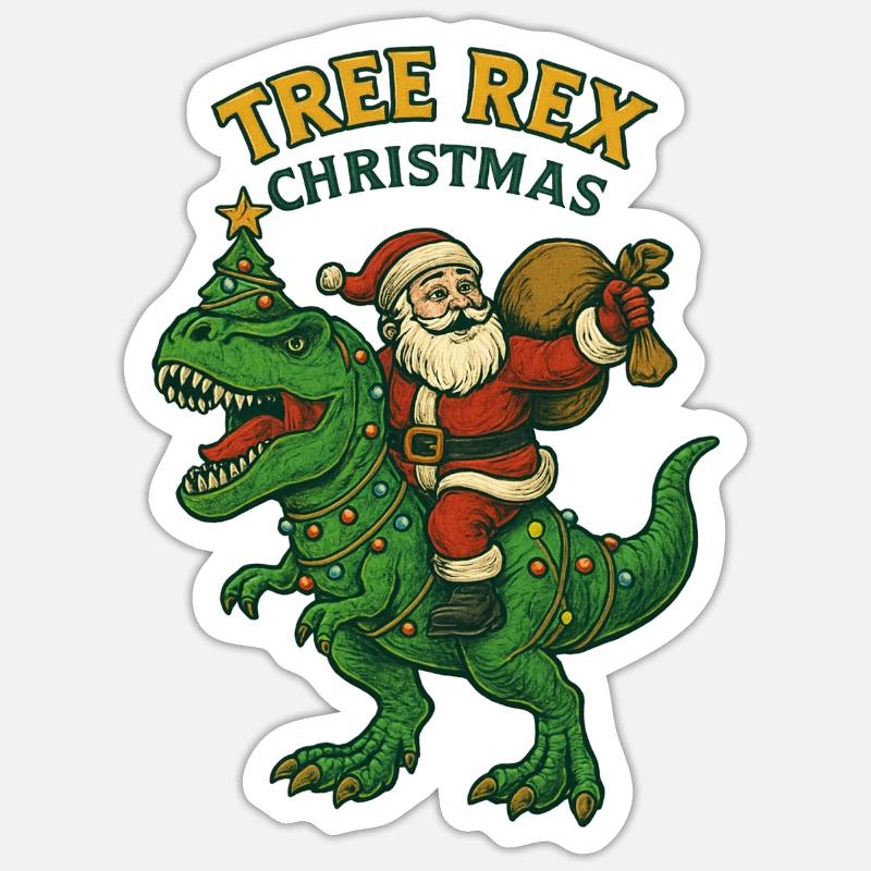 Noël – Tree Rex Weihnachten - Sticker Größe S (10 x 10 cm) - Mattweiß