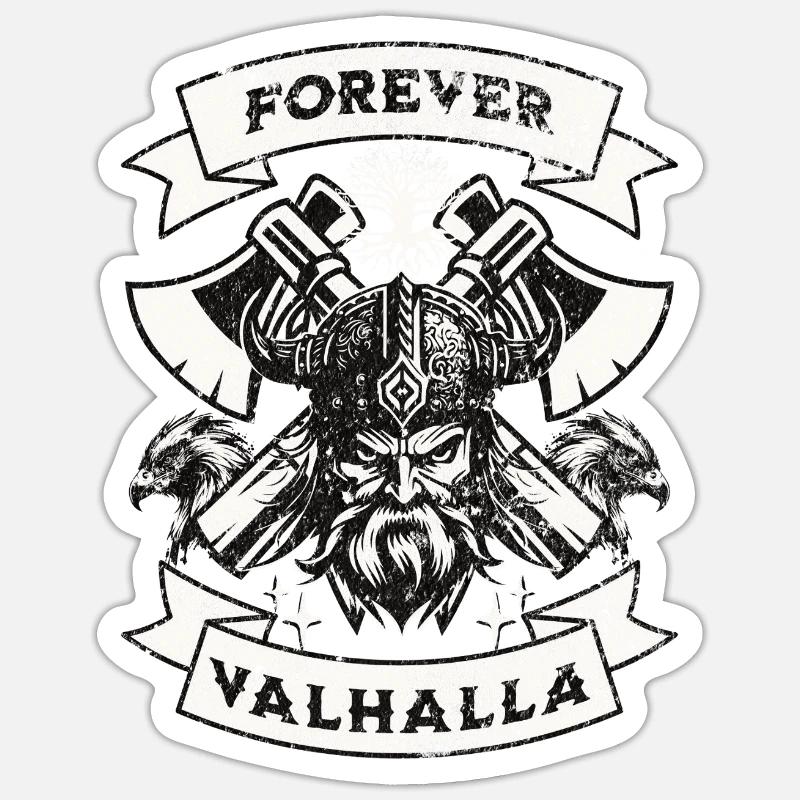 Forever Valhalla Viking Design - Sticker taille S (10 x 10 cm) - blanc mat