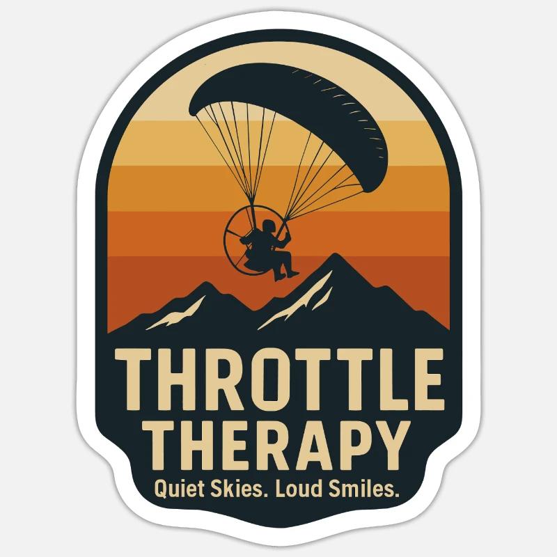 Throttle Therapy Paragliding Abenteuer - Sticker Größe S (10 x 10 cm) - Mattweiß