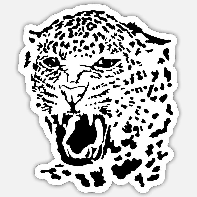Léopard - Sticker taille S (10 x 10 cm) - blanc mat