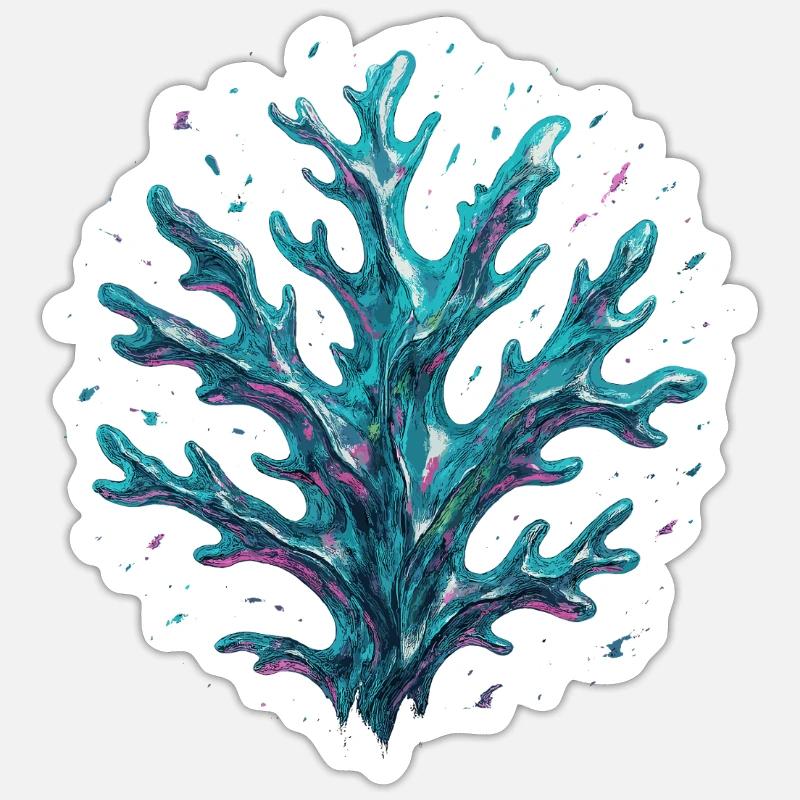 Corail abstrait - Sticker taille S (10 x 10 cm) - blanc mat