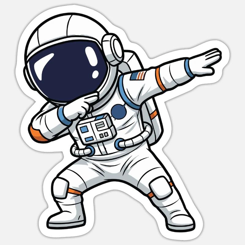 Astronaut Dab - Sticker size S (10 x 10 cm) - white matte