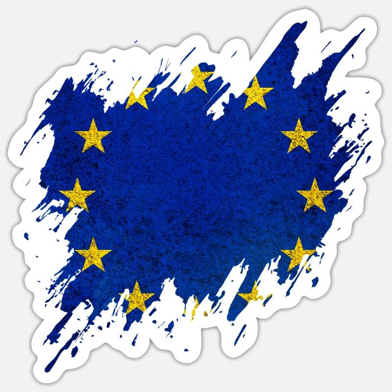 Drapeau de l’Europe, style déchiré - Sticker taille S (10 x 10 cm) - blanc mat