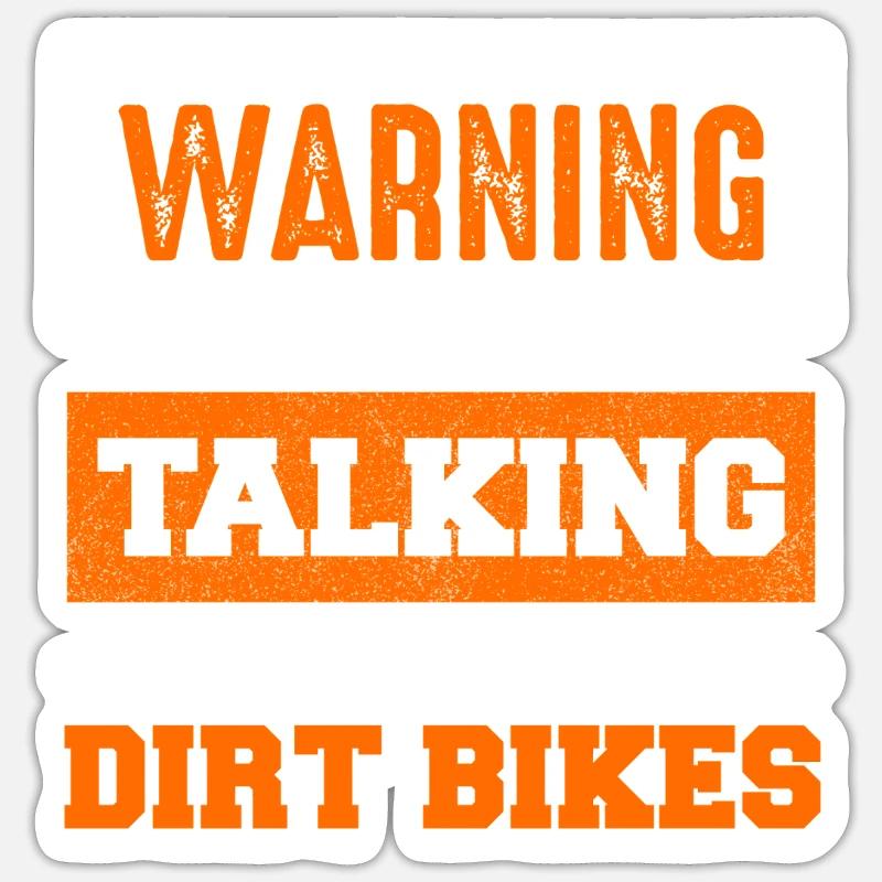 Avertissement : Dirt Bikes Talk Start - Sticker taille S (10 x 10 cm) - blanc mat