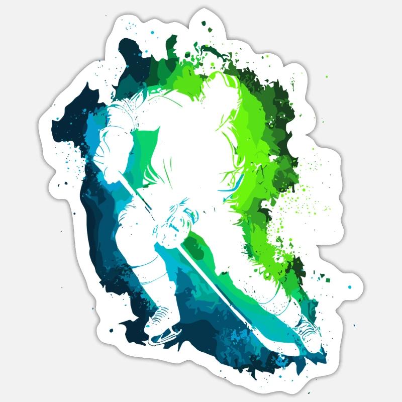 Eishockey Eishockeyspieler Mann - Sticker Größe S (10 x 10 cm) - Mattweiß
