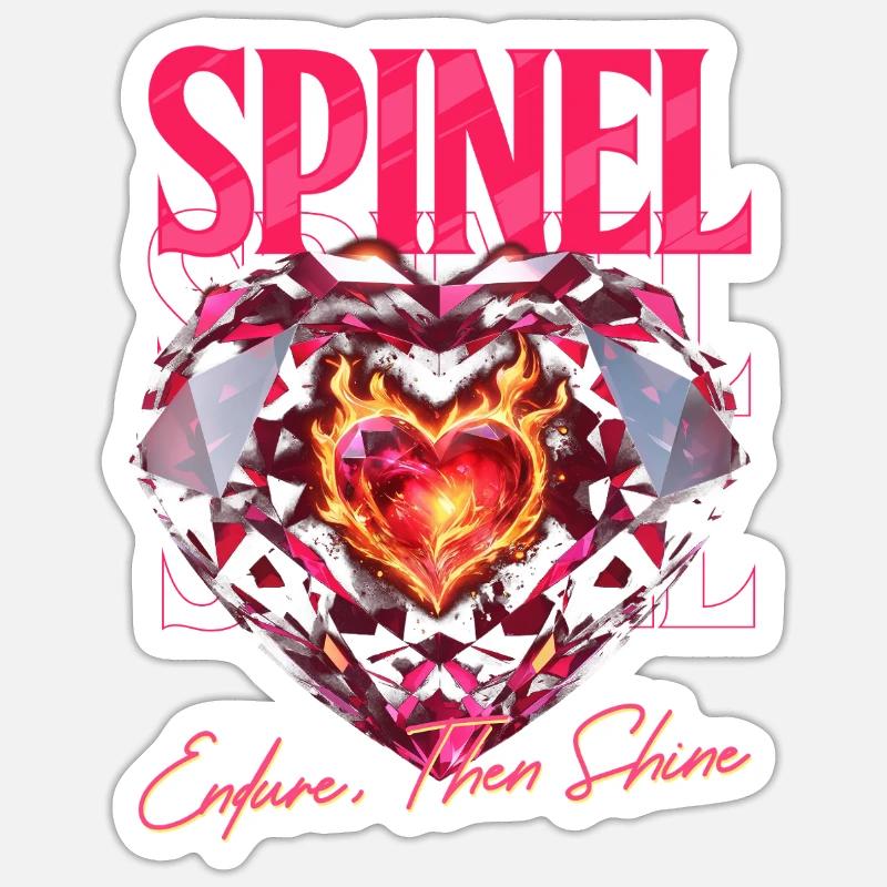 Pierre de naissance Spinelle d’août - Sticker taille S (10 x 10 cm) - blanc mat