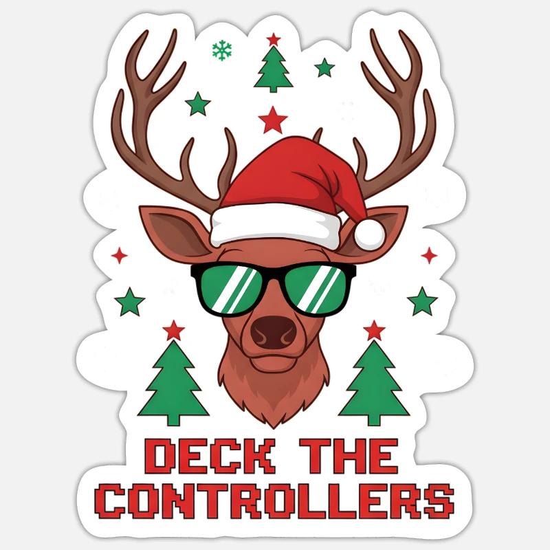 Deck die Controller Rentiere - Sticker Größe S (10 x 10 cm) - Mattweiß