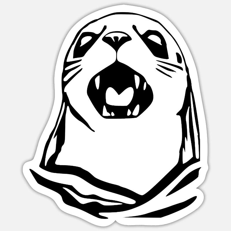 Seehund Robbe T-shirt Geschenk - Sticker Größe S (10 x 10 cm) - Mattweiß