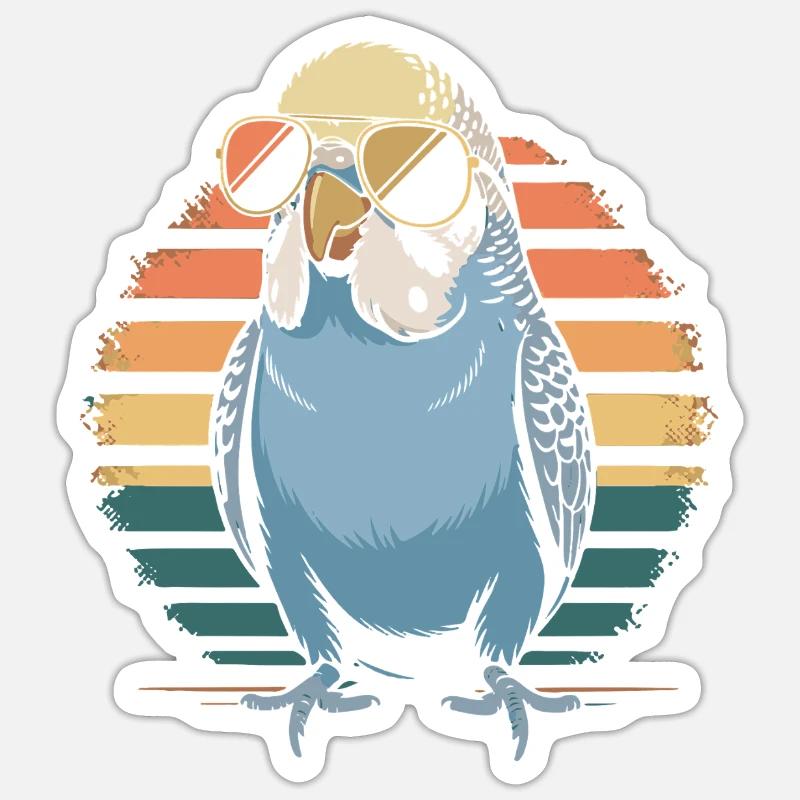 Perruche ondulée - Sticker taille S (10 x 10 cm) - blanc mat