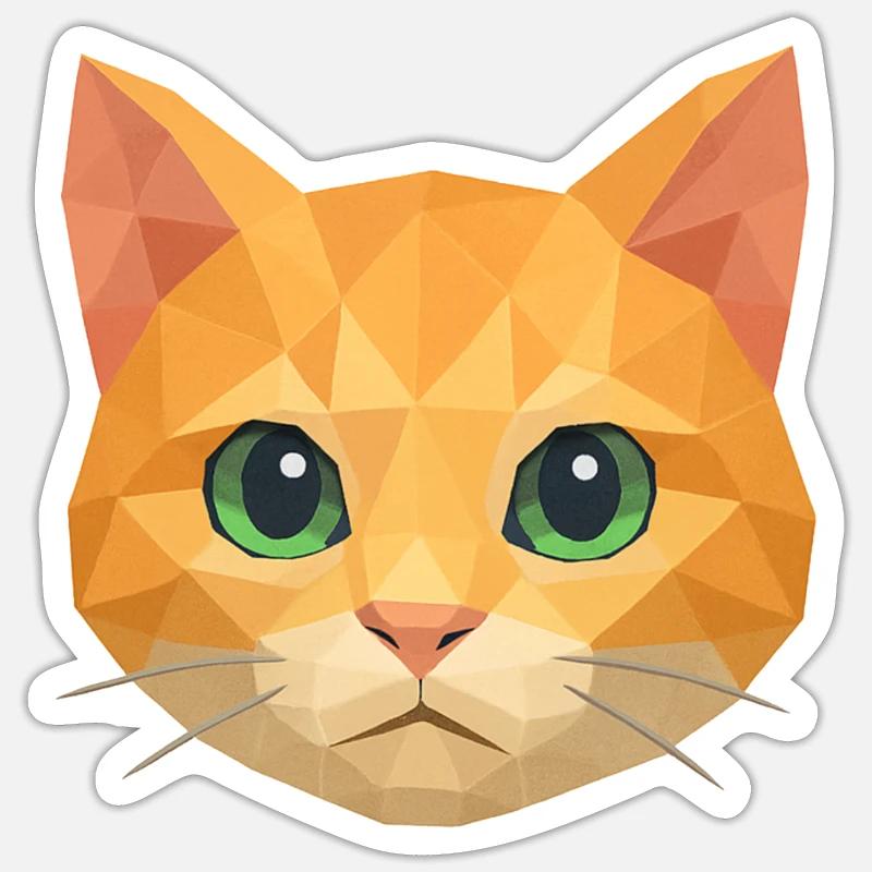 Polygon Katze – Geometrisches Katzen-Design - Sticker Größe S (10 x 10 cm) - Mattweiß