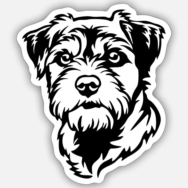 Border Terrier Kopf - Sticker Größe S (10 x 10 cm) - Mattweiß