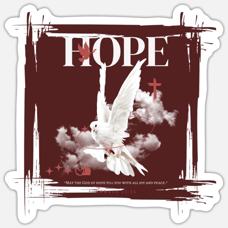 L’espérance - Romains 15:13 - Sticker taille S (10 x 10 cm) - blanc mat