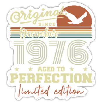 49th Birthday | Original December 1976 - Sticker size S (10 x 10 cm) - white matte - Front