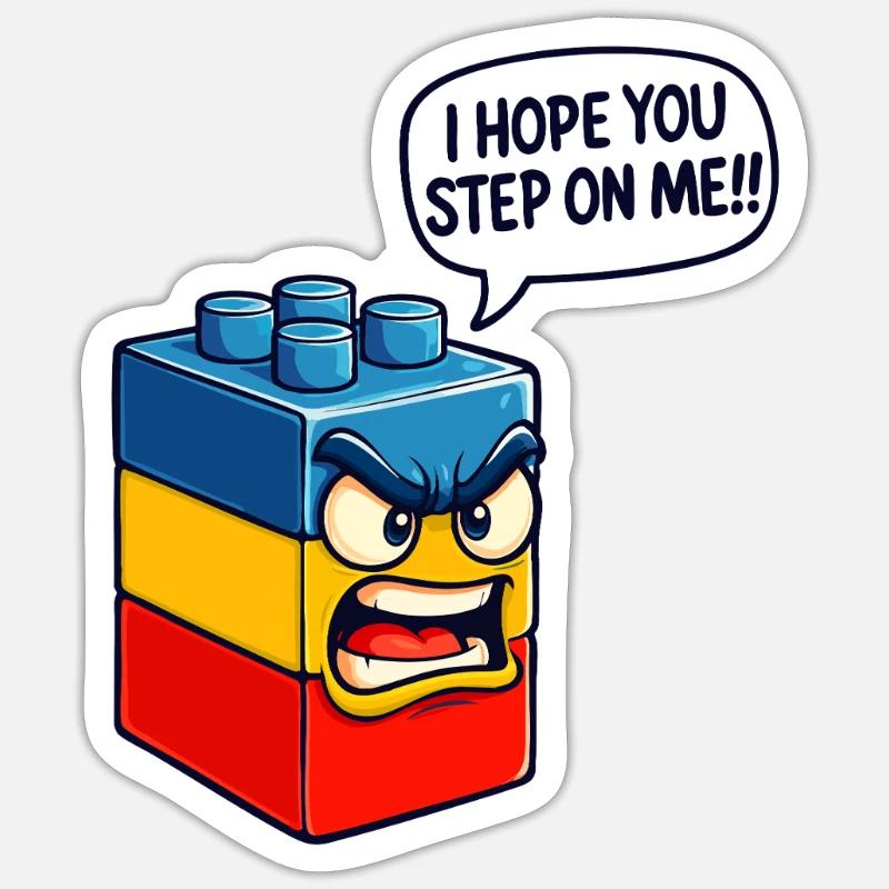 J’espère que vous me marcherez sur la construction de blocs de construction de briques - Sticker taille S (10 x 10 cm) - blanc mat