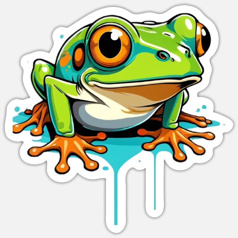 Frog Graffiti Neon Splash - Sticker size S (10 x 10 cm) - white matte