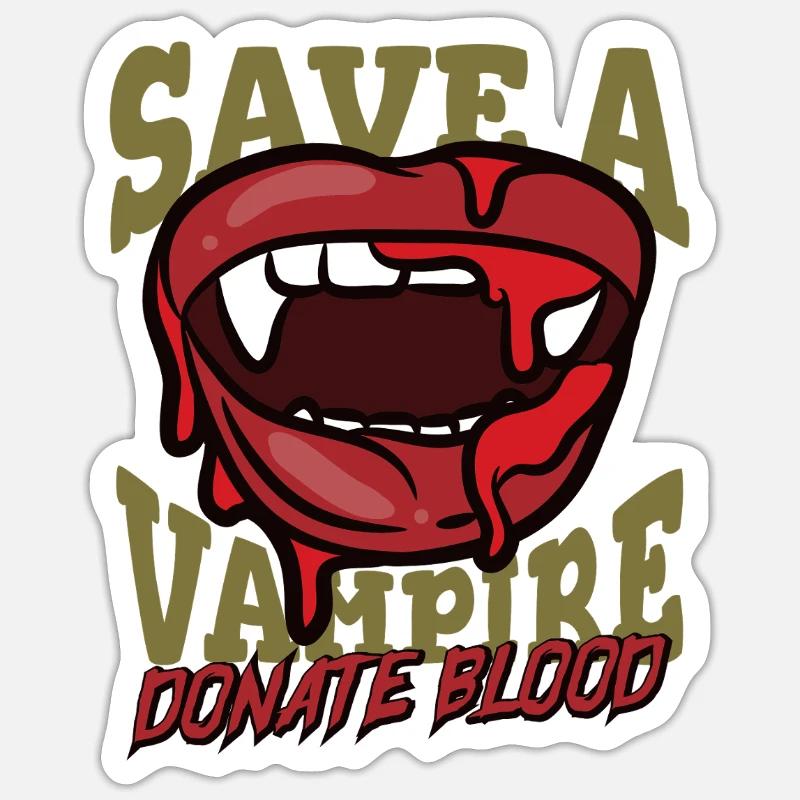 Save a Vampire – Donate Blood - Sticker size S (10 x 10 cm) - white matte