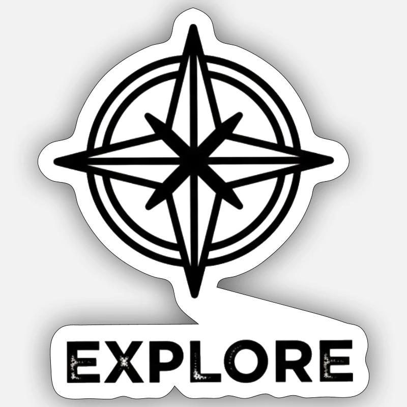 Kompassstern mit „Explore“ Schriftzug  - Sticker Größe S (10 x 10 cm) - Mattweiß