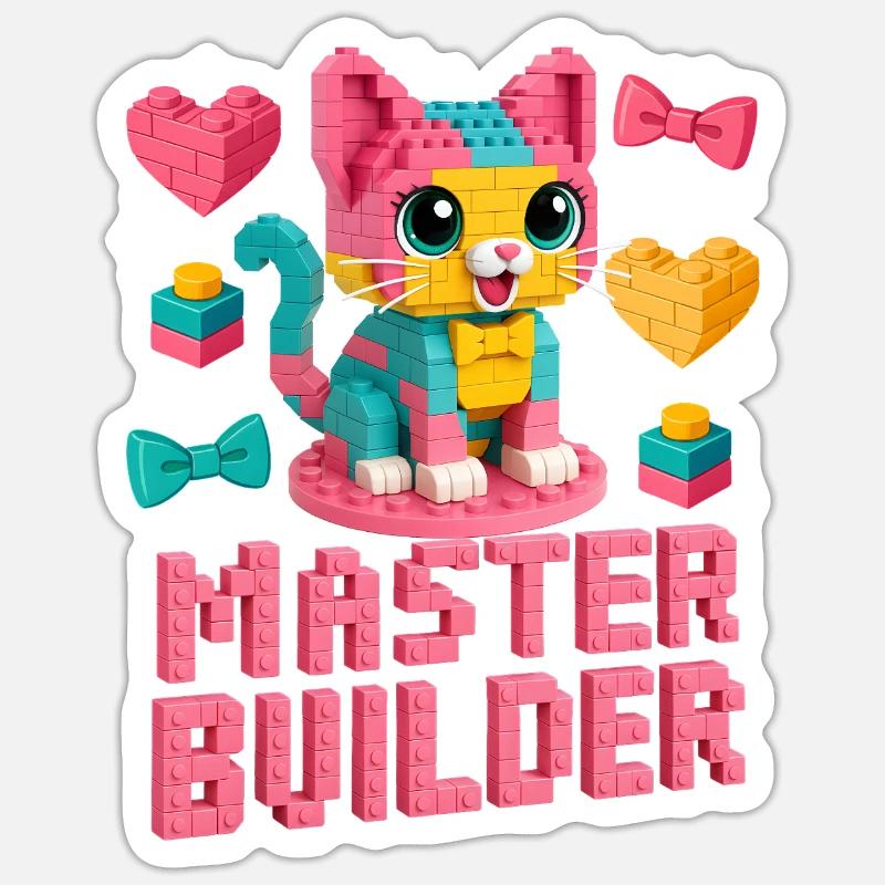 Maître constructeur créatif brique amoureux de la construction de blocs Sticker taille S (10 x 10 cm)