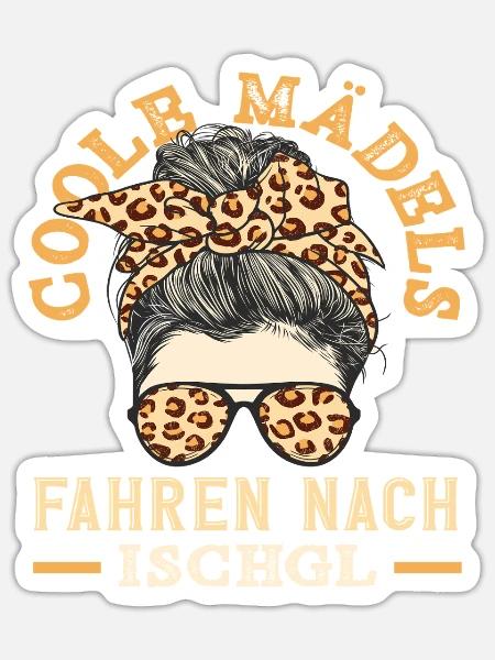 Coole Mädels Fahren Nach Après Ski Ischgl Alpen - Sticker Größe S (10 x 10 cm) - Mattweiß
