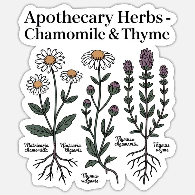 Chamomile & Thyme Medicinal Plants - Sticker size S (10 x 10 cm) - white matte