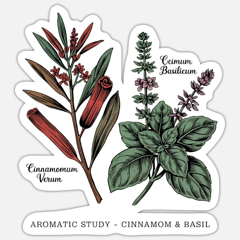 Cinnamon & Basil - Botany - Sticker size S (10 x 10 cm) - white matte