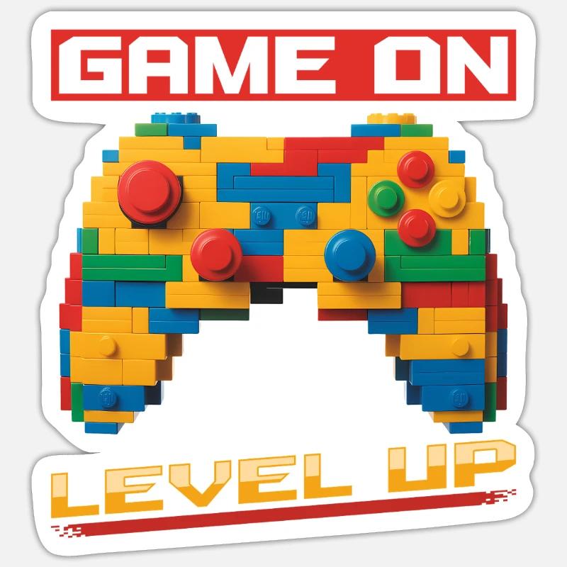 Building Blocks Gamer Gaming Brick Builder - Sticker Größe S (10 x 10 cm) - Mattweiß