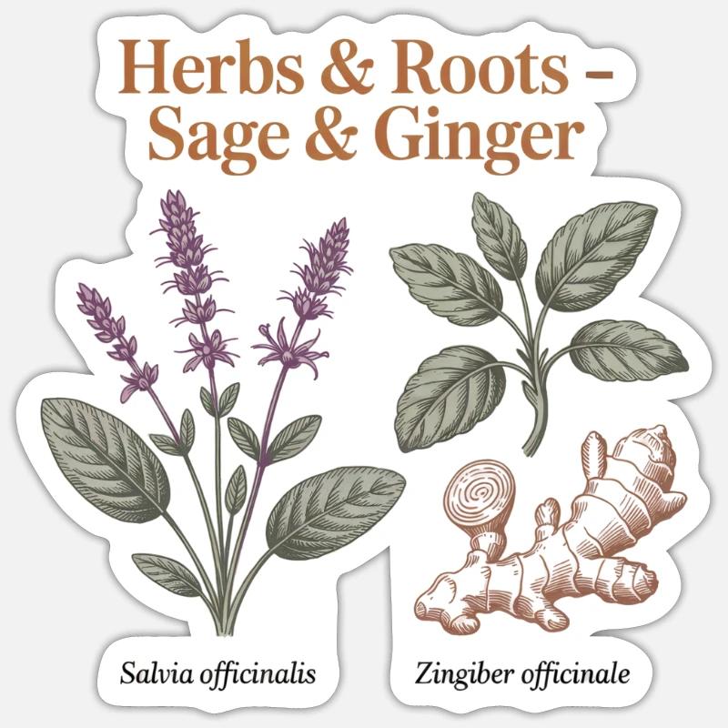 Botanical Herbs - Sage & Ginger - Sticker size S (10 x 10 cm) - white matte