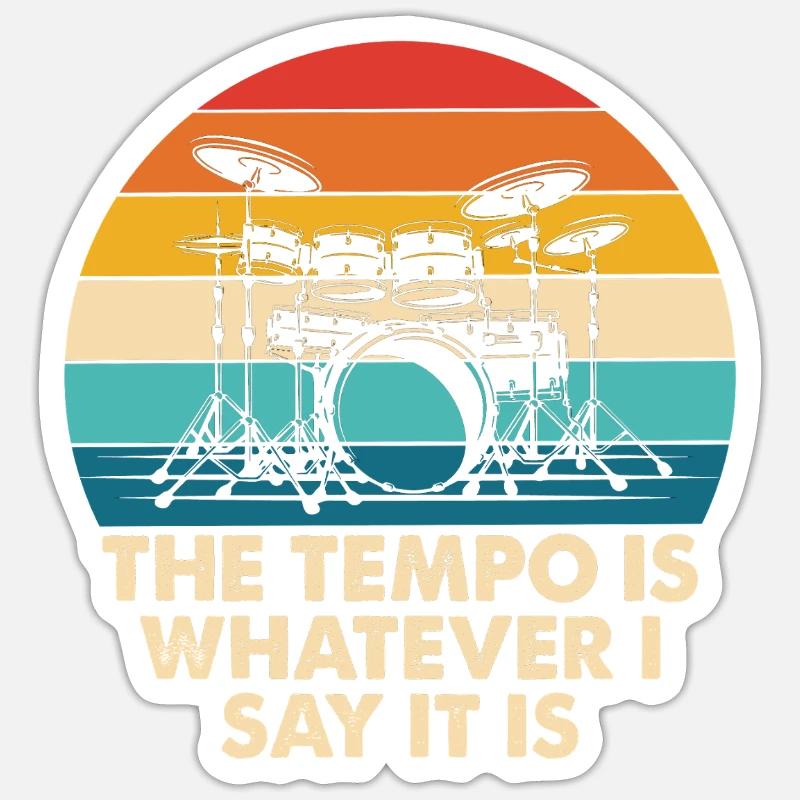Retro Drum Tempo Rainbow - Sticker size S (10 x 10 cm) - white matte