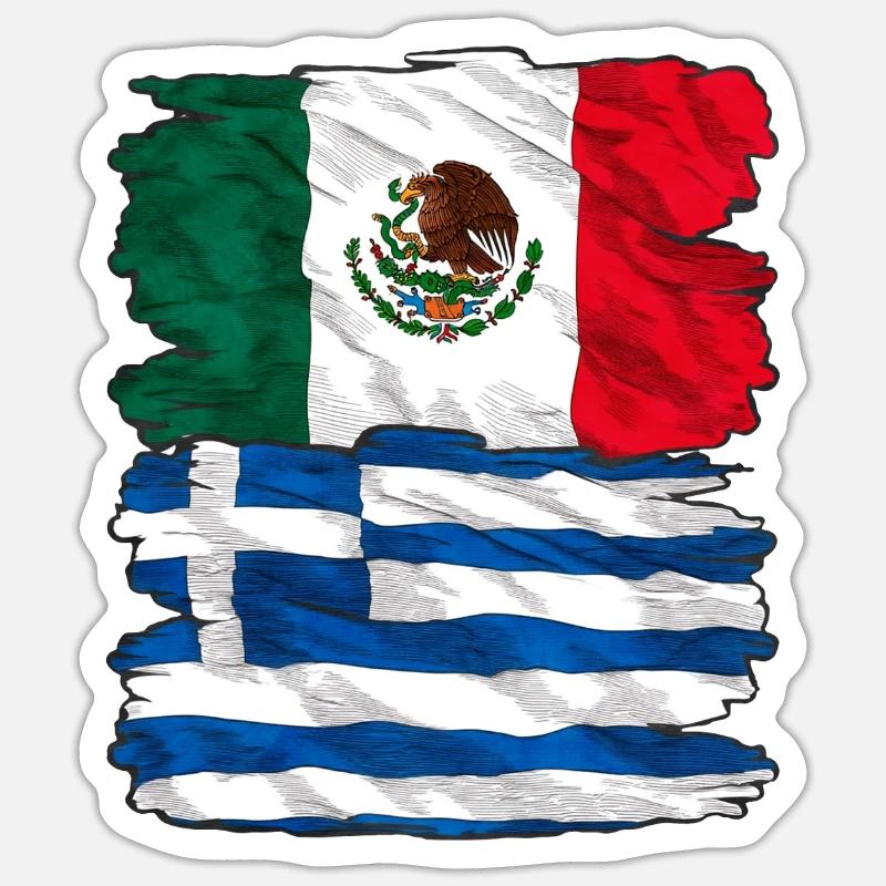 Mexique Grèce - Sticker taille S (10 x 10 cm) - blanc mat