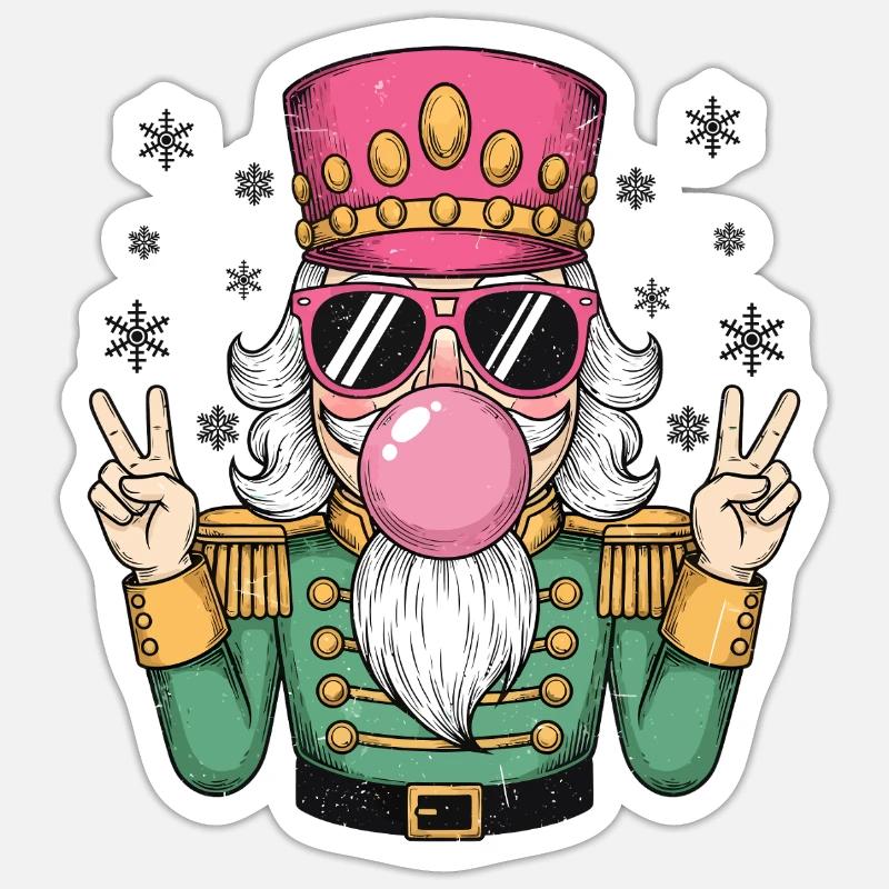 Casse-Noisette souffle du chewing-gum - Sticker taille S (10 x 10 cm) - blanc mat