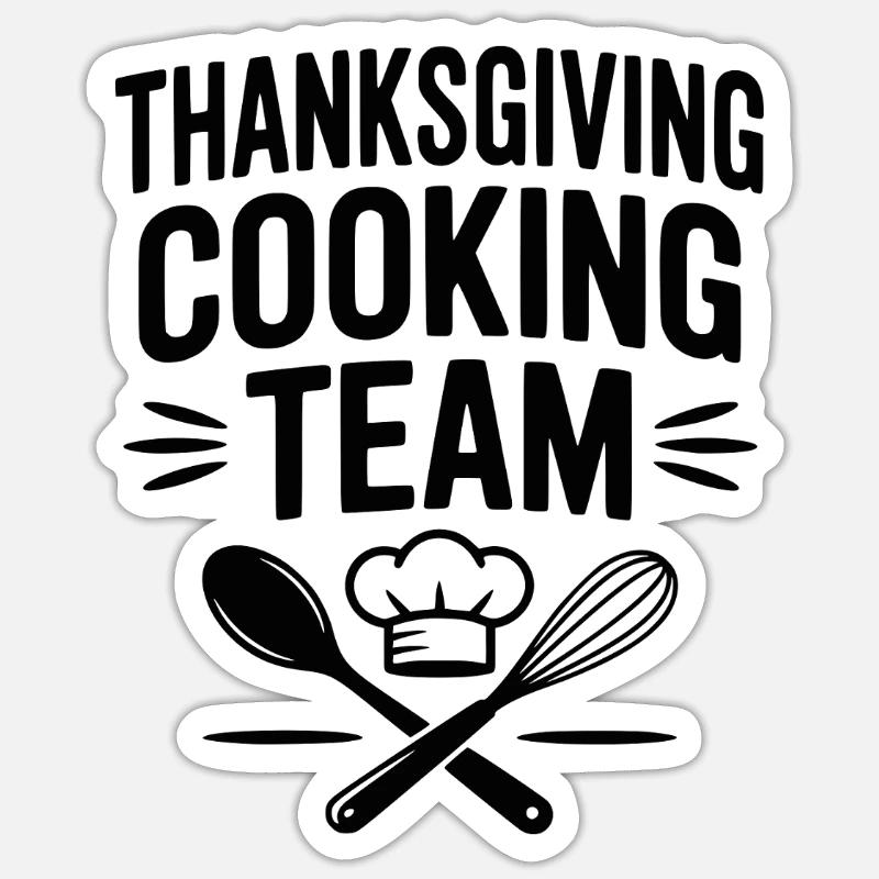 Équipe de cuisine de Thanksgiving - Sticker taille S (10 x 10 cm) - blanc mat