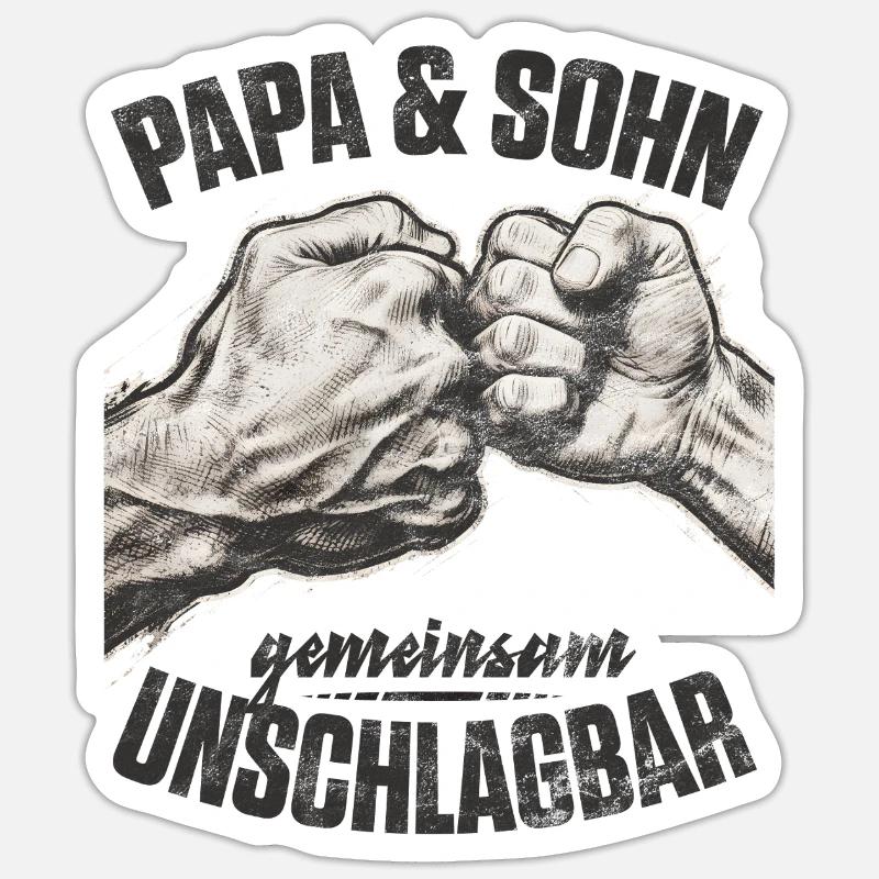 Dad Son Fist Thrust Together Unbeatable - Sticker size S (10 x 10 cm) - white matte
