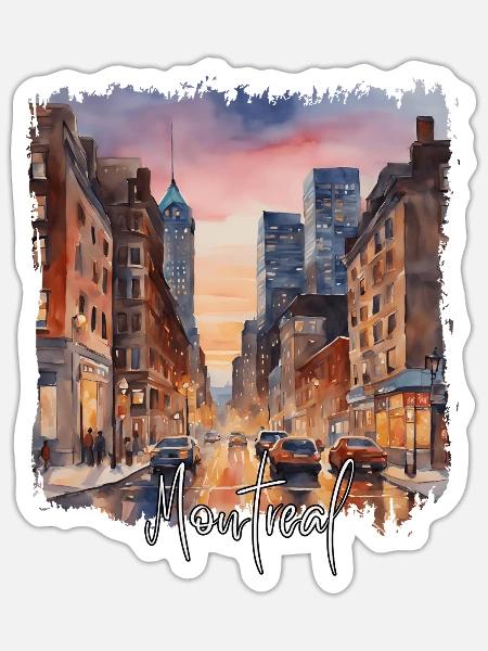 Montreal Aquarell – ich liebe Montreal - Sticker Größe S (10 x 10 cm) - Mattweiß
