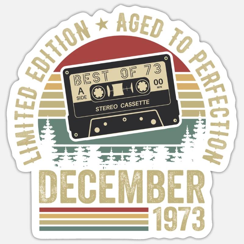 Décembre 1973 - Anniversaire Décembre 1973 - Sticker taille S (10 x 10 cm) - blanc mat