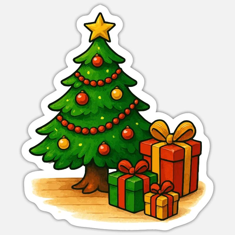 Weihnachtsbaum mit Geschenken Muster Sticker Größe S (10 x 10 cm)