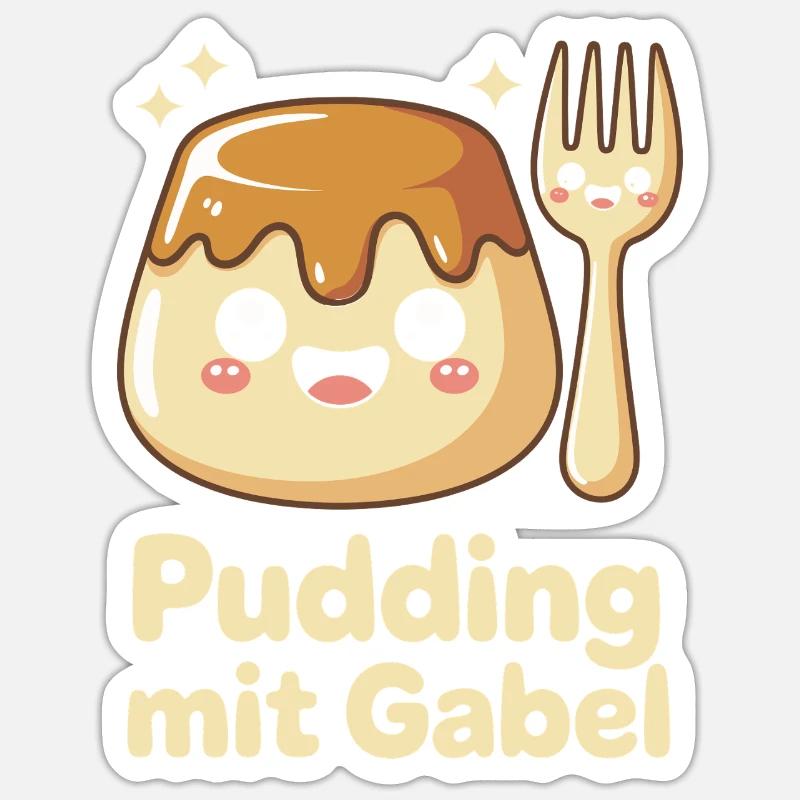 Pudding à la fourchette - Sticker taille S (10 x 10 cm) - blanc mat