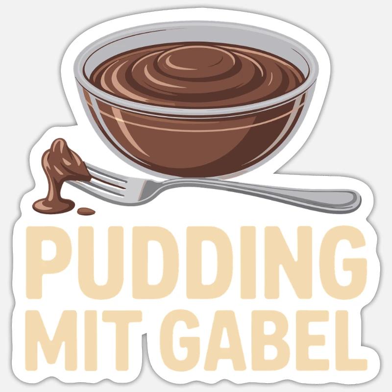 Pudding Mit Gabel Sticker Größe S (10 x 10 cm)