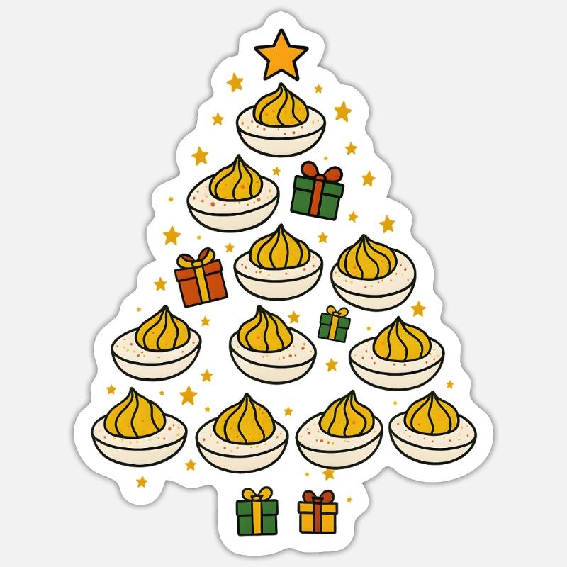 Deviled Egg Christmas Tree Funny Holiday Design Sticker Größe S (10 x 10 cm)