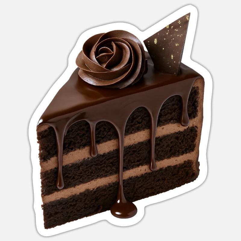 Gâteau au chocolat - Sticker taille S (10 x 10 cm) - blanc mat