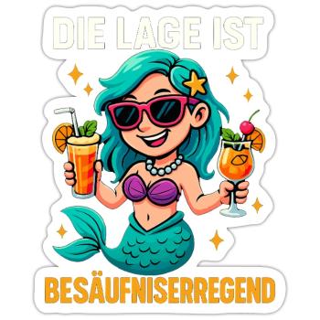 Die Lage Ist Besäufniserregend Meerjungfrau - Sticker Größe S (10 x 10 cm) - Mattweiß - Vorne